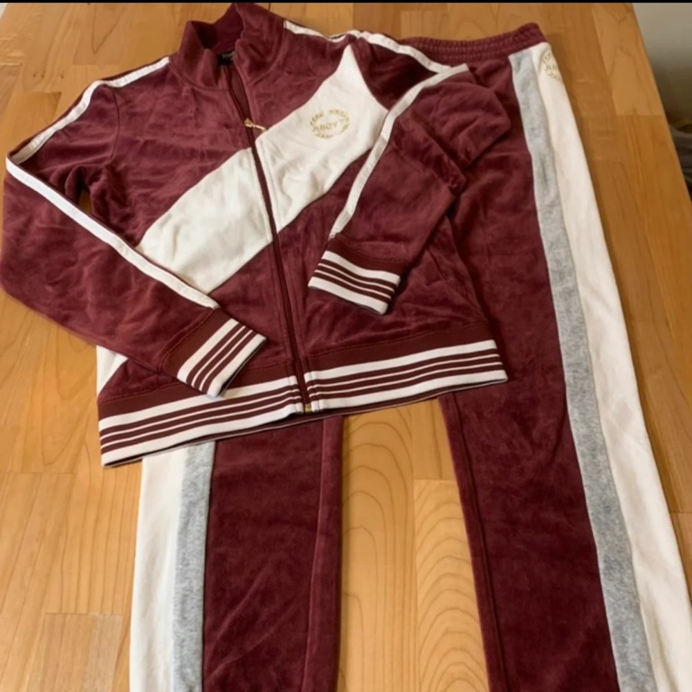 Juicy Couture Burgundy and White Track Suit